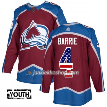 Lapsille NHL Colorado Avalanche Pelipaita Tyson Barrie 4 Adidas 2017-2018 Burgundy Punainen USA Flag Fashion Authentic